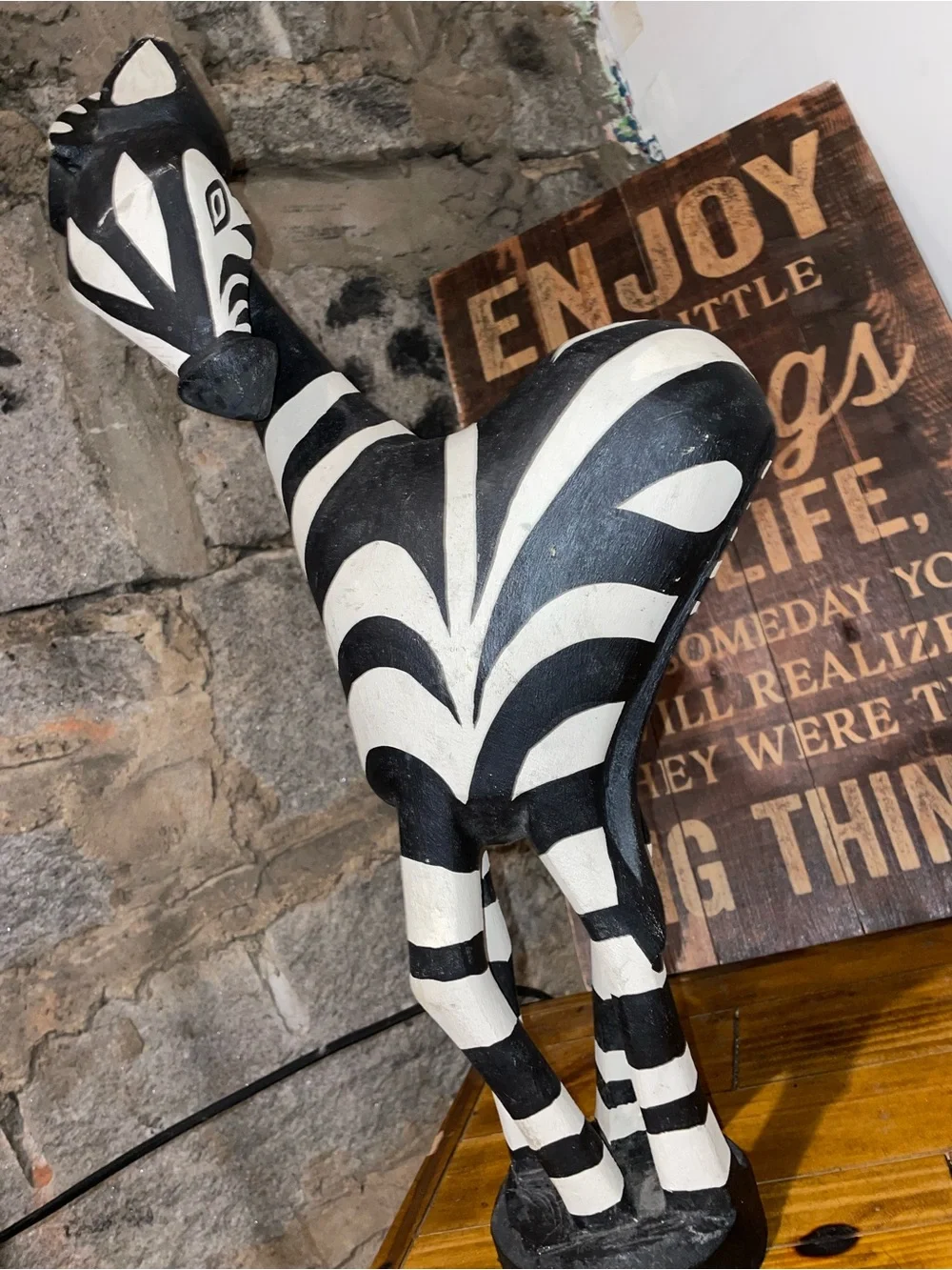 Handcrafted Black & White Zebra Statue Wall Accent